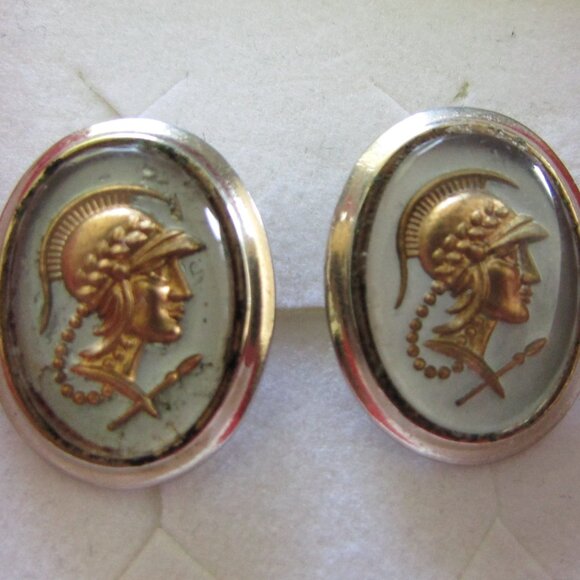 Roman Soldier Centurion Head Cameo Cufflinks - Vintage - Picture 2 of 8